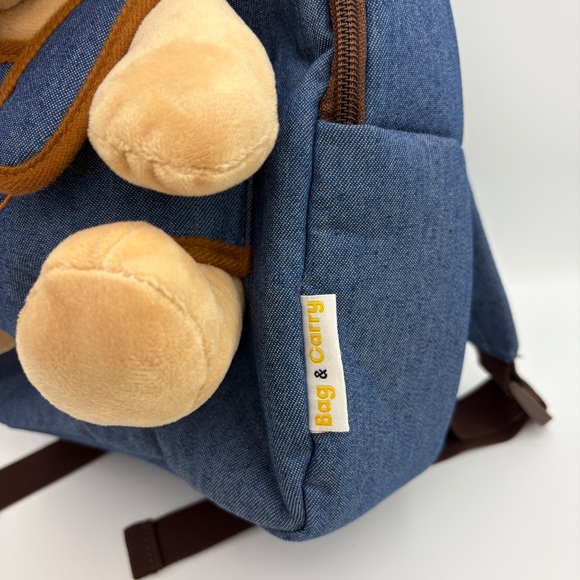 Denim Mini Backpack with Ride Along Plush Dog NWT - Picture 2 of 6